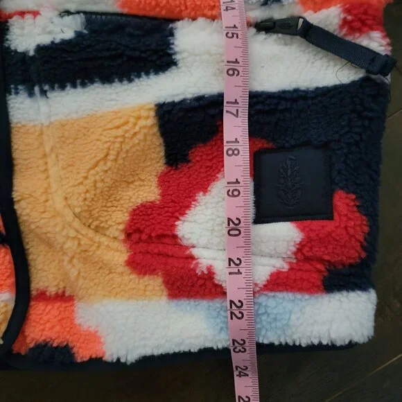 Free People Hit The Slopes Fleece Jacket Womens S Coral Carpet Retro Casual Cozy - Picture 4 of 6